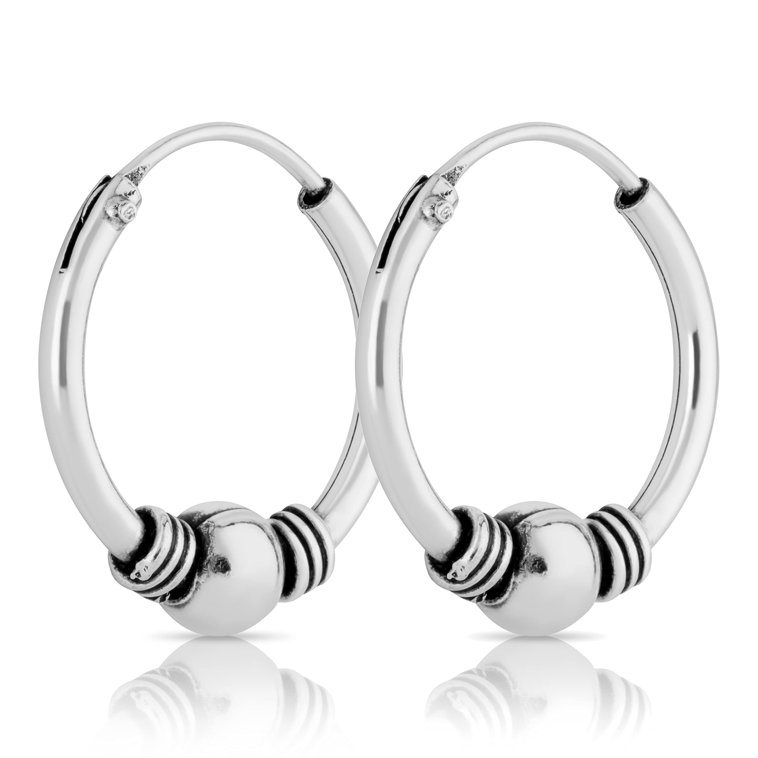 NKlaus pair of Bali Creoles 10mm in 925 Sterling Silver