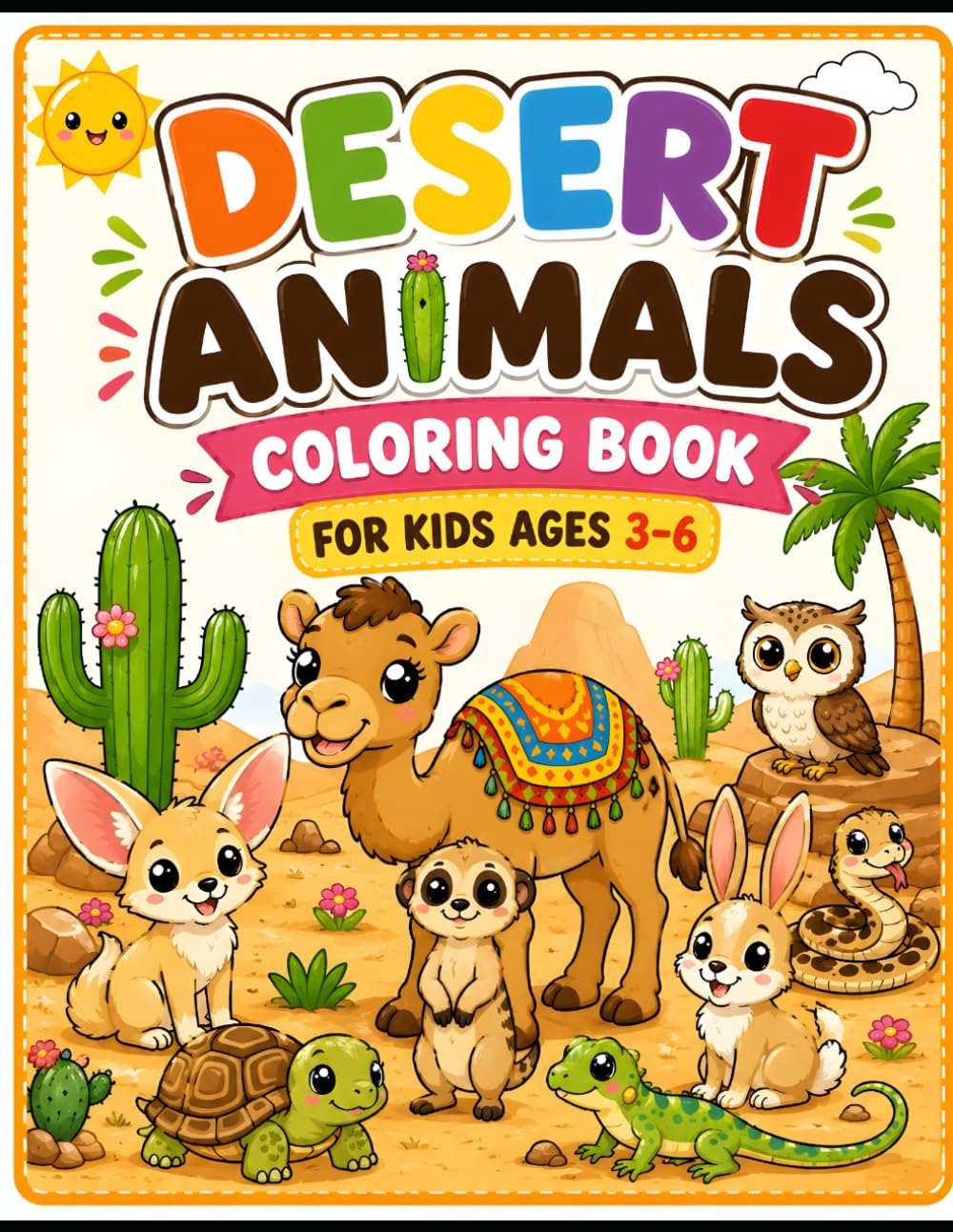 Desert Animals Coloring Book for Kids Ages 3-6: Fun & Easy Coloring Pages of Camels, Foxes, Lizards, Meerkats, and More Cute Desert Animals for Toddlers and Preschoolers