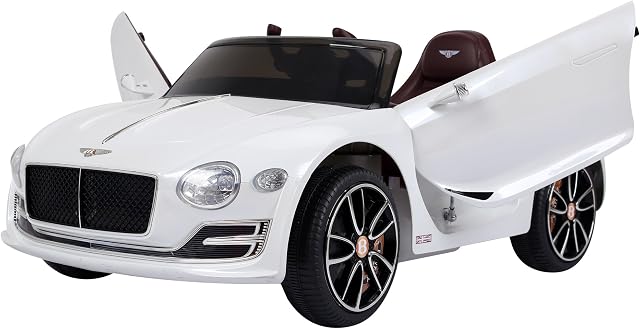 HOMCOM Compatible Electric Kids Ride On Car Bentley GT 12V Battery Powered Toy Two Motors with LED Light Music Parental Remote Control for 3-5 Years White Bentley