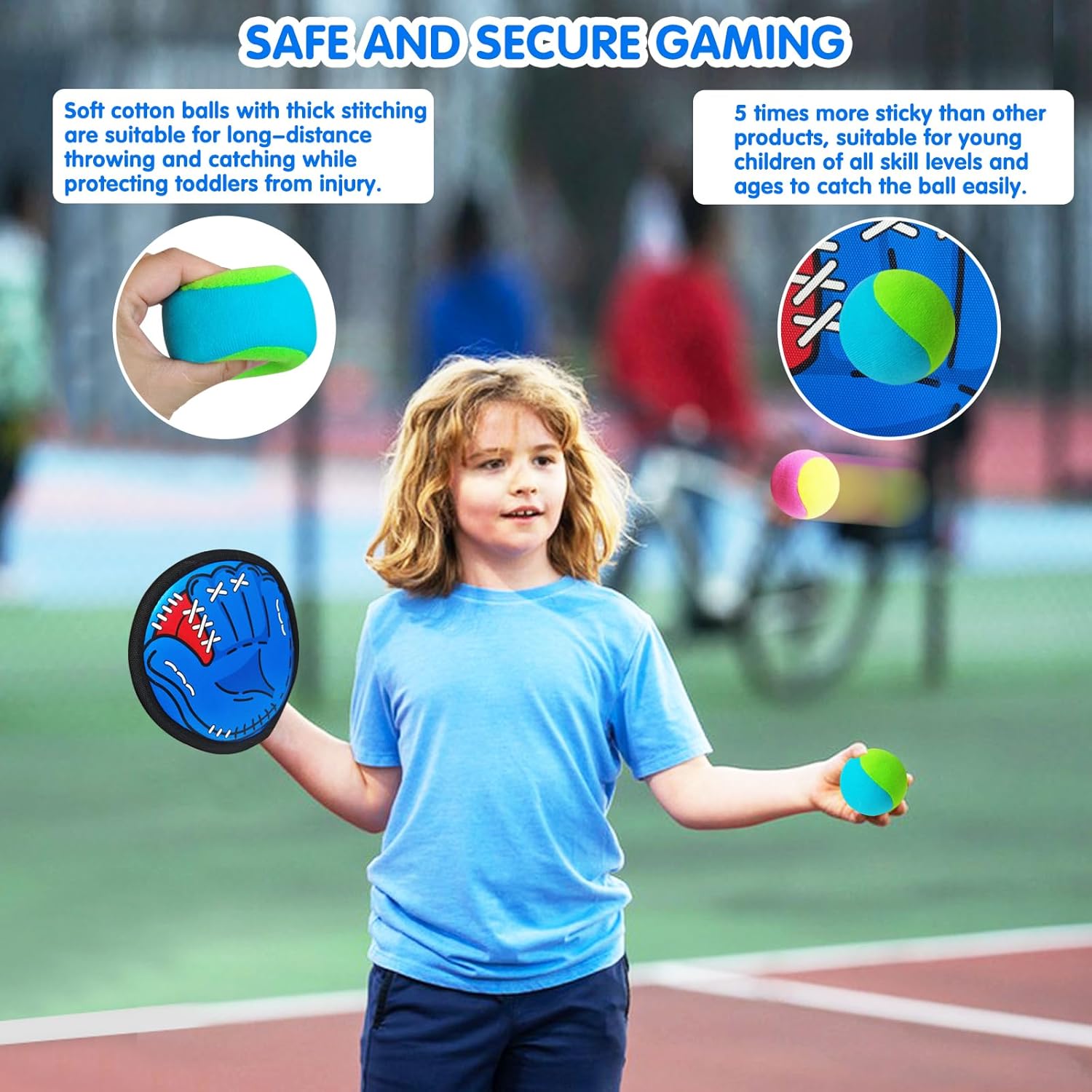 Toss and Catch Ball Set Outdoor Games for Kids, Beach Camping Pool & Yard Toys with 4 Paddles, 6 Balls, Storage Bag, Family-Friendly Gifts for Christmas and Birthday