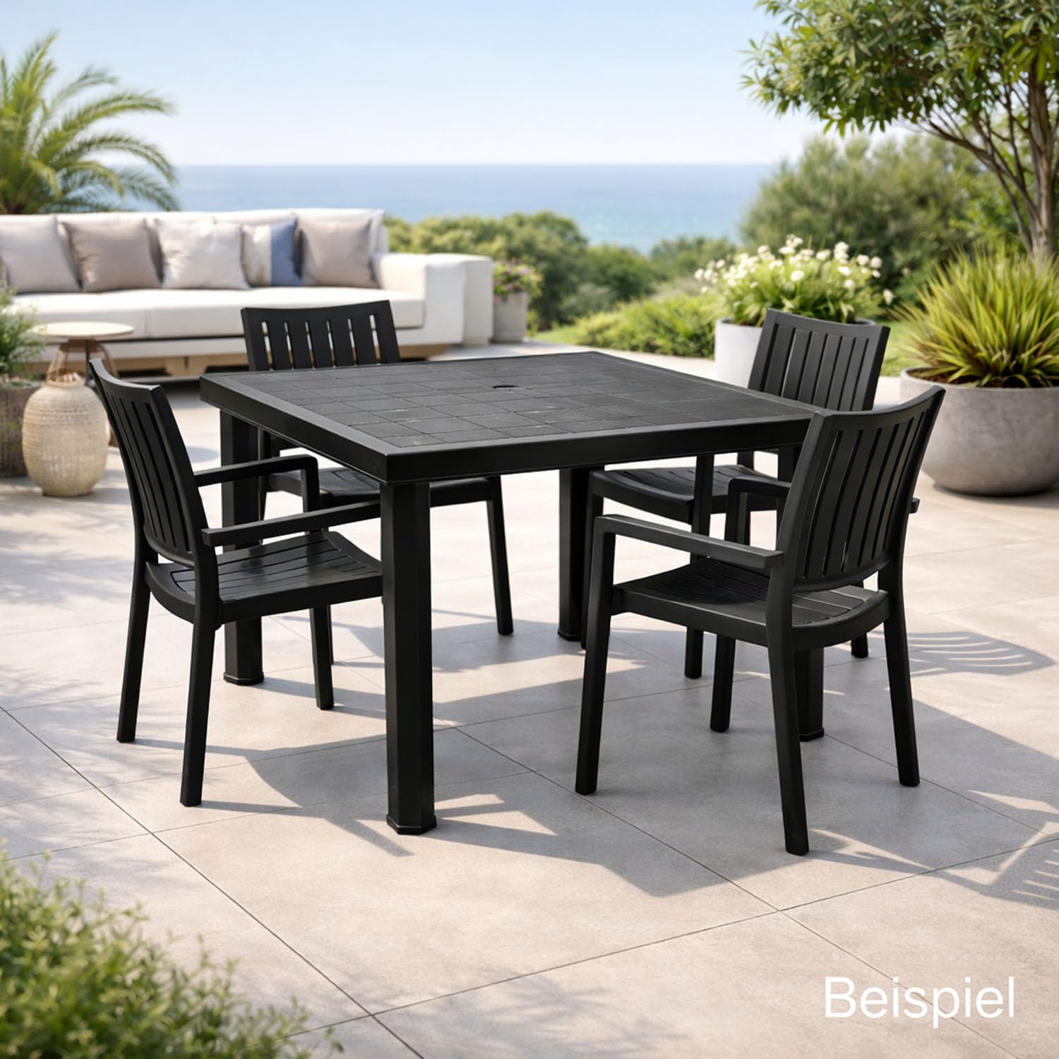 Mojawo Bistrotisch Kunststoff Outdoor Tisch Anthrazit eckig Balkontisch Gartentisch Terrassentisch Wetterfest L80xB75xH72cm