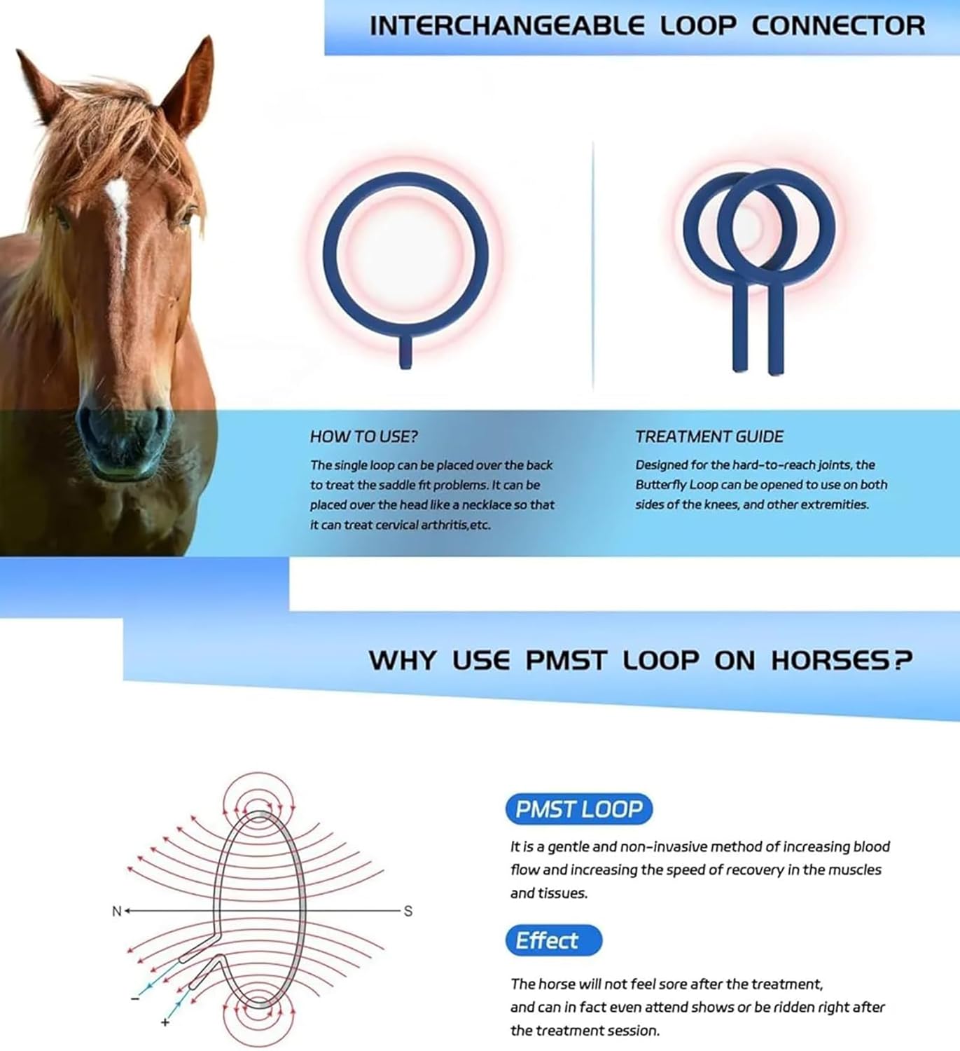 Horse Pulse Magnetic Machine, Portable PMST Loop Magnetic Therapy Equipment, PEMF Dual Frequency Pulses Therapy, for Animal Therapy