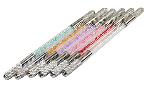 Miniatura 6 de Xiaoyu Pluma microblading transparente cristalina, máquina permanente de la pluma del maquillaje para el tatuaje manual de la ceja, cabeza doble,