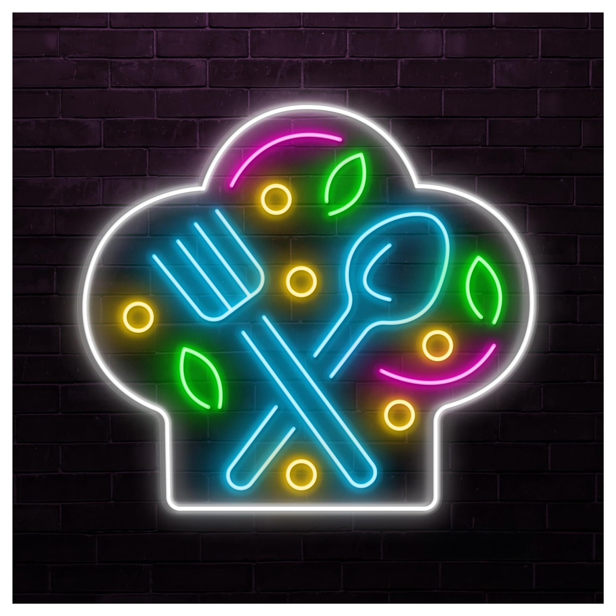 Hanging Art Neon Signs Chef Hat Neon Sign, Suitable For Restaurants Decor With Brightness Adjustable 50cm