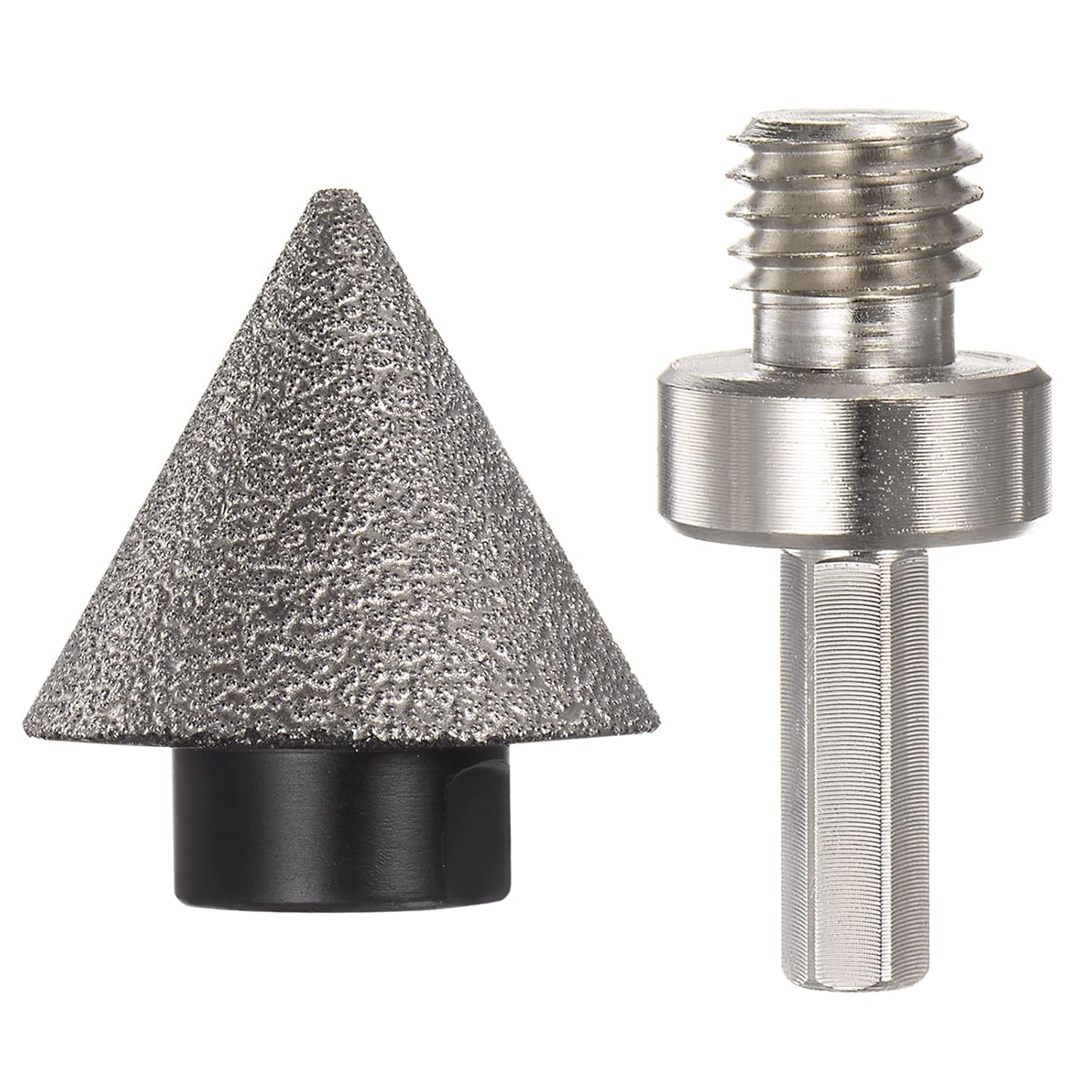 HARFINGTON Diamond Beveling Chamfer Bits 1.5" Dia 5/8-11 Thread Cone Grinder Bit with Adapter, Countersink Drill Bit to Enlarge Holes for Porcelain Tile, Marble, Ceramic, Glass, Stones