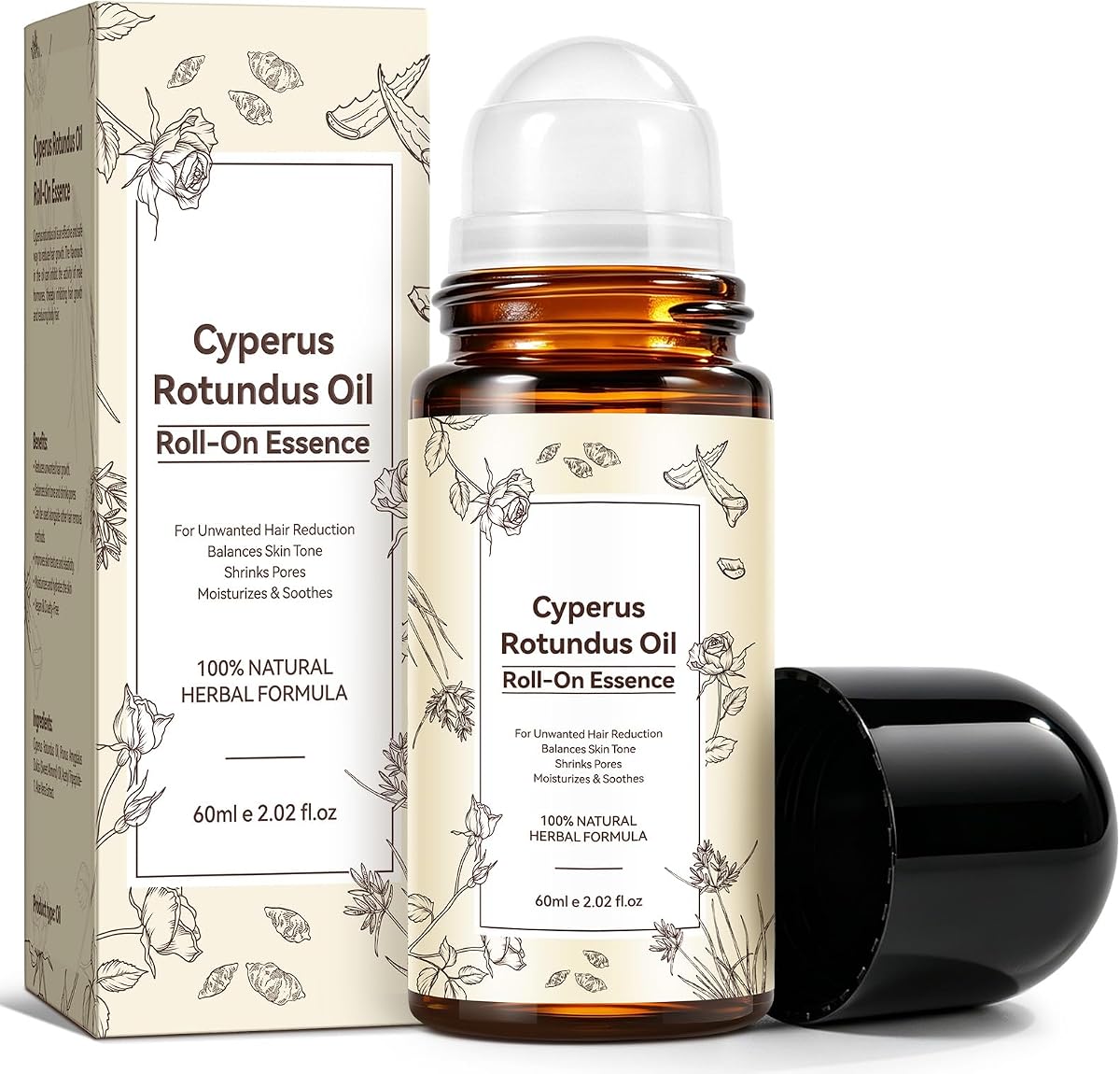 NIFEISHI Cyperus Rotundus Oil, Cypress Rotundus Oil Roll-On Essence for Reducing Body Hair Growth, Hair Removal, Reduces Unwanted Hair Growth, Shrink Pores, All Skin Types - 2.02 Fl Oz