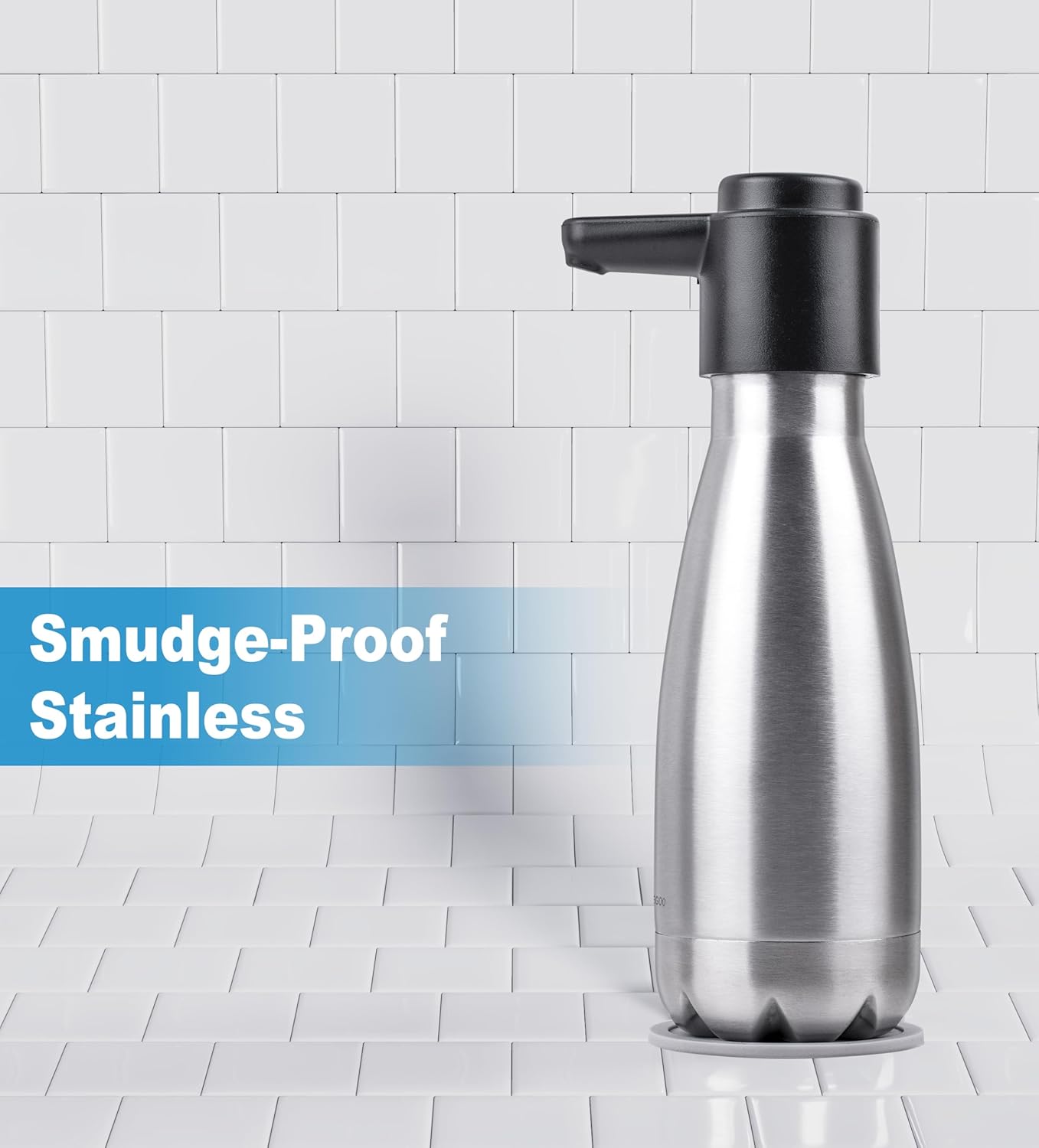 Stainless Steel Soap Dispenser, 13.53 fl oz Refillable Manual Pump Bottle for Dish and Hand Soap, Countertop Liquid Soap Dispenser with Non-Slip Pad for Kitchen and Bathroom