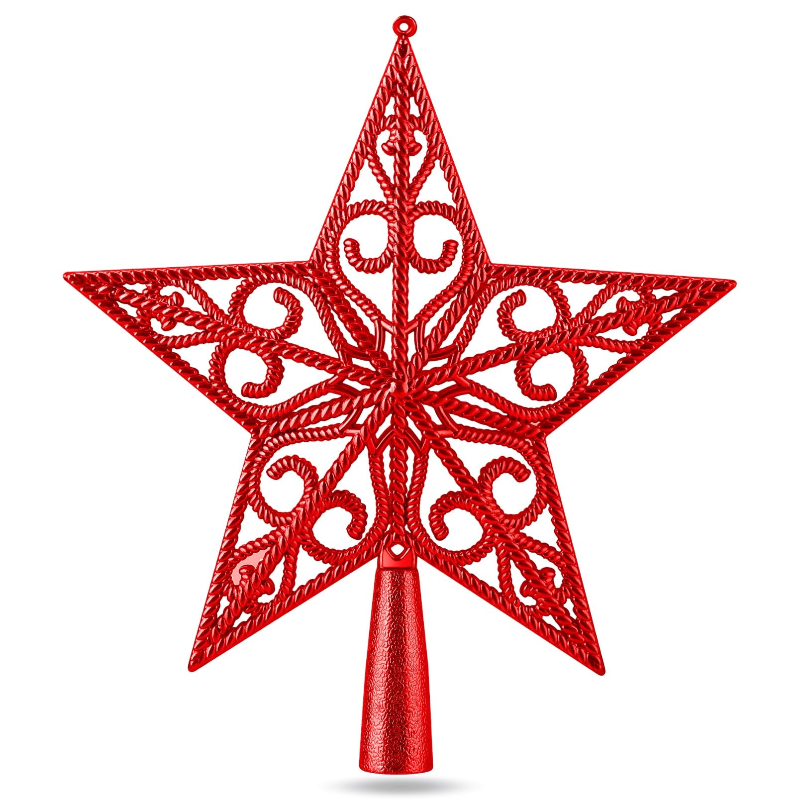 Star Red Christmas Tree Topper, Tree Topper Topper for Christmas Tree, Christmas Tree Topper (Star Ornament-Red)