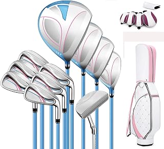 Golf Set,Golf Clubs Set, Complete Golf Clubs for Women, Golf Learning Training Set, Carbon Alloy 11 Clubs + 1 Ball Bag, Right Hand