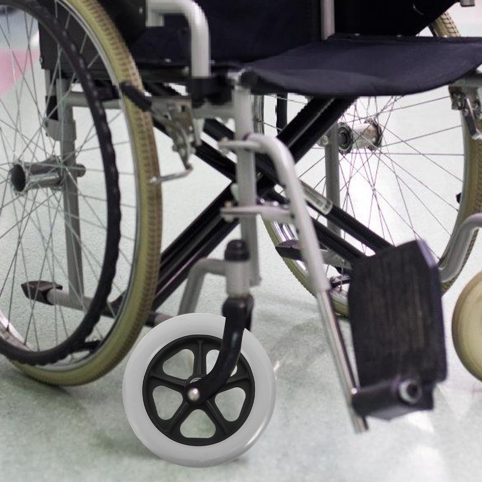 ULTECHNOVO Ruote per Deambulatore e Sedia a Rotelle 8 Pollici Pneumatici Piene Grigie Set 2 Pezzi Resistenti All’usura per Carrelli della Spesa e Trasporto Bagagli