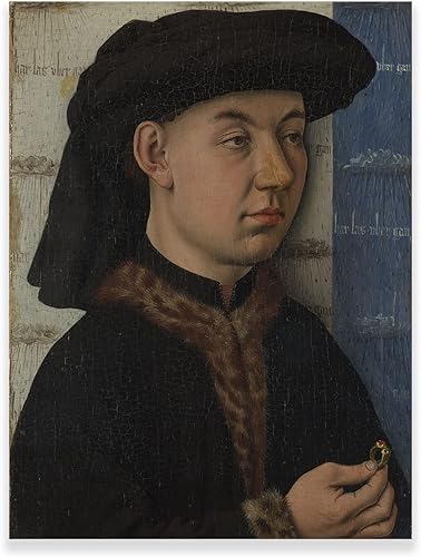 Jan Van Eyck - Póster de pared con texto en inglés "A Young Man Holding a Ring", impresiones en lienzo renacentistas, reproducciones artísticas,