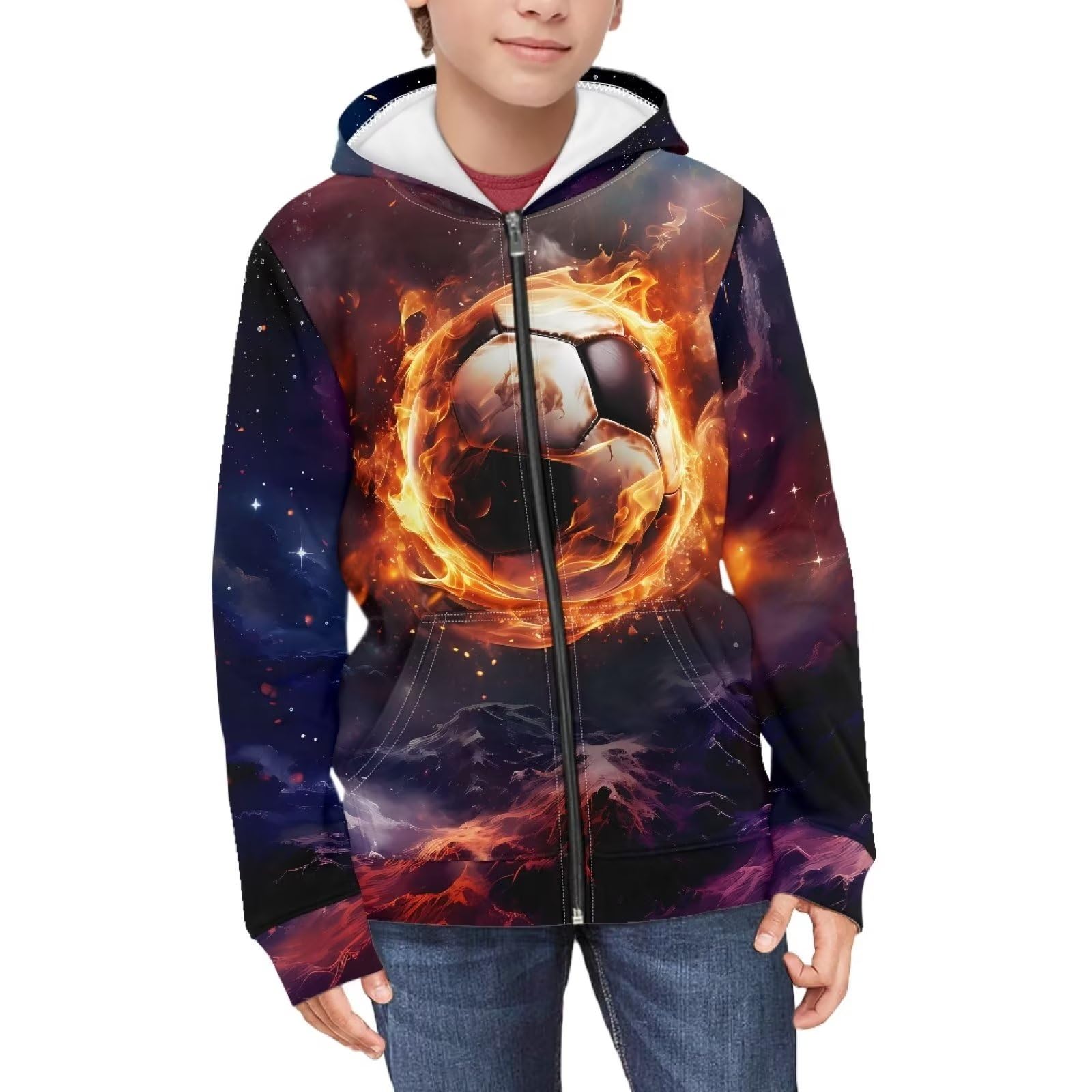 Suobstales Kids Soft Zip-Up Hoodie for Boys 6-16 Years Hooded Sweatshirt Fall Cardigan Jacket with Pockets
