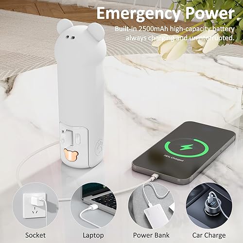 Miniatura 3 de Ventilador de mano portátil 3 en 1 con banco de energía y linterna, recargable por USB de 3 velocidades 26 horas de funcionamiento, refrigeración