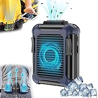 Vista 1 de Gpmsign - Ventilador de refrigeración portátil Gpmsign, ventilador de cinturón personal con clip en la cintura, ventilador de clip de cintura, Azul