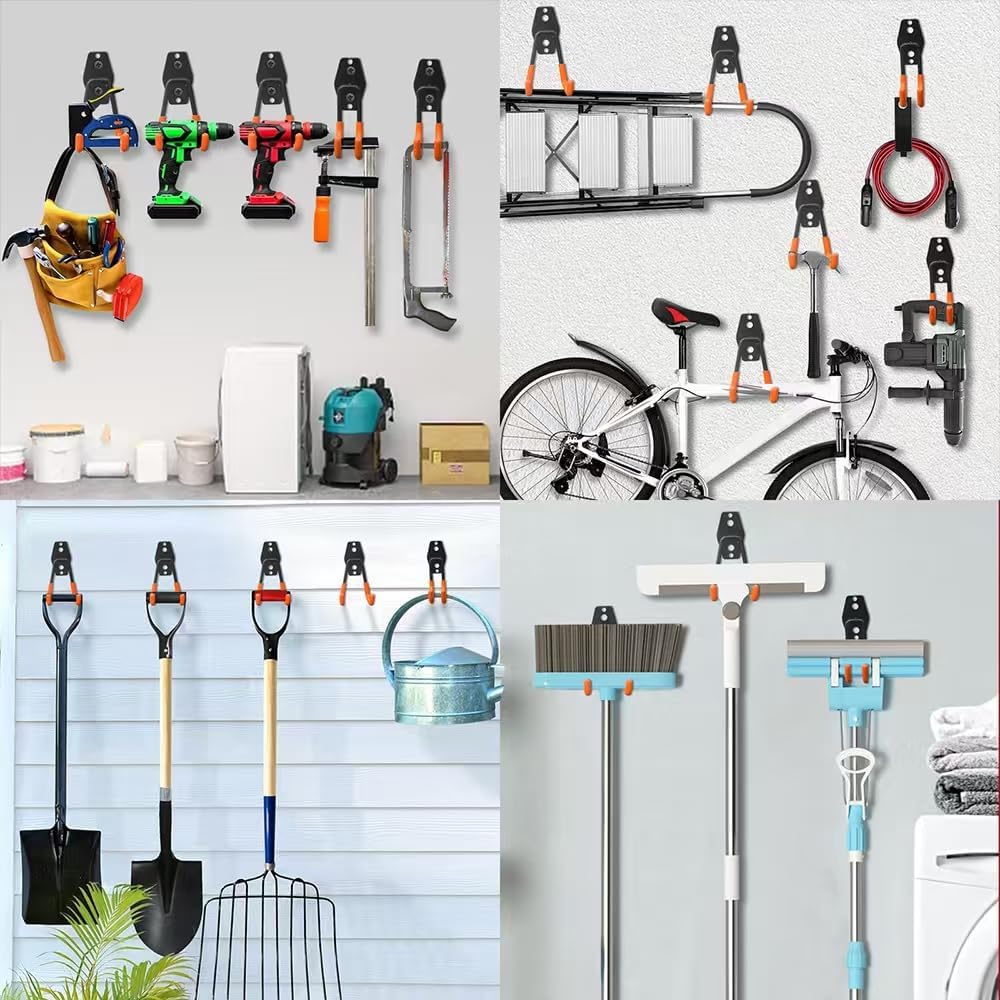 Fosiweelo Garage Hooks Pack of 12, Garage Storage System Hooks for Hanging Ladders, Bicycles, Power Tools and More Tools