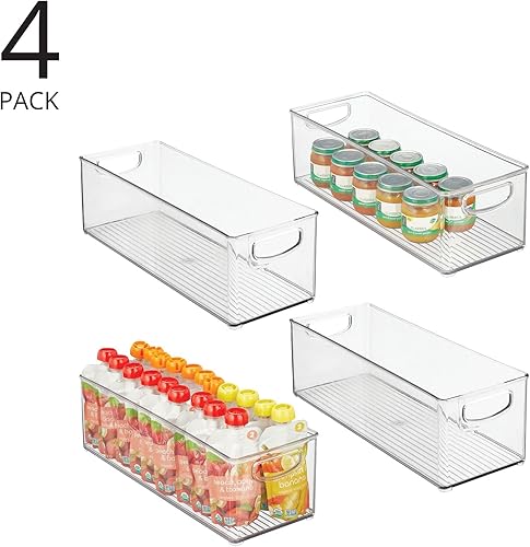 Miniatura 2 de mDesign Contenedor organizador de plástico para habitación de bebé, moderno, apilable con asas para organizar juguetes, soporte para ropa pequeña y