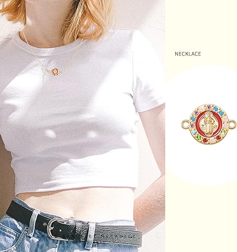 Miniatura 7 de 36 piezas de esmalte religioso San Benito Virgencita de Guadalupe encanto de diamantes de imitación eslabones conector aleación colgante para