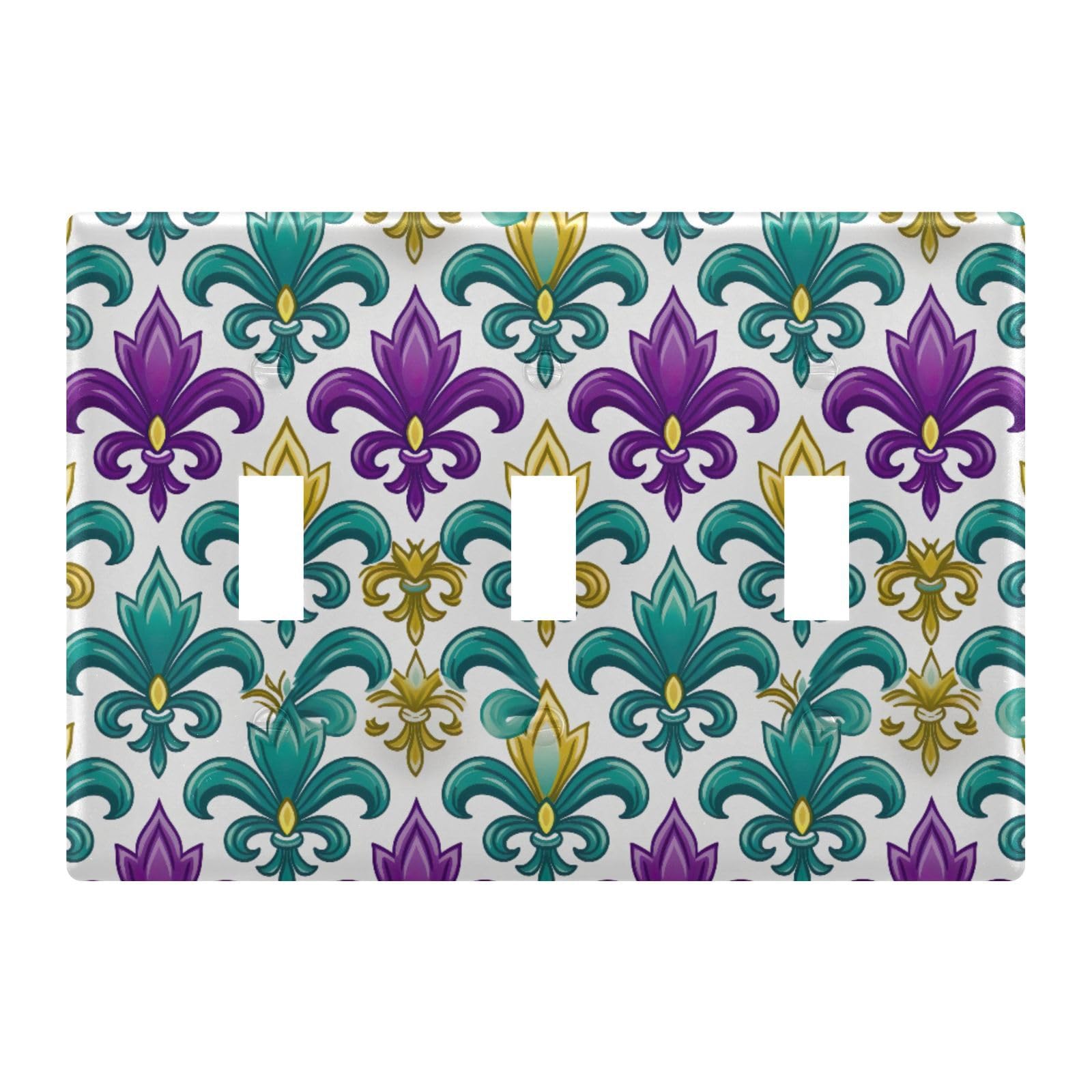 Light Switch Cover Mardi Gras Wall Plates for Electrical Outlets 3 Gang 202a8554