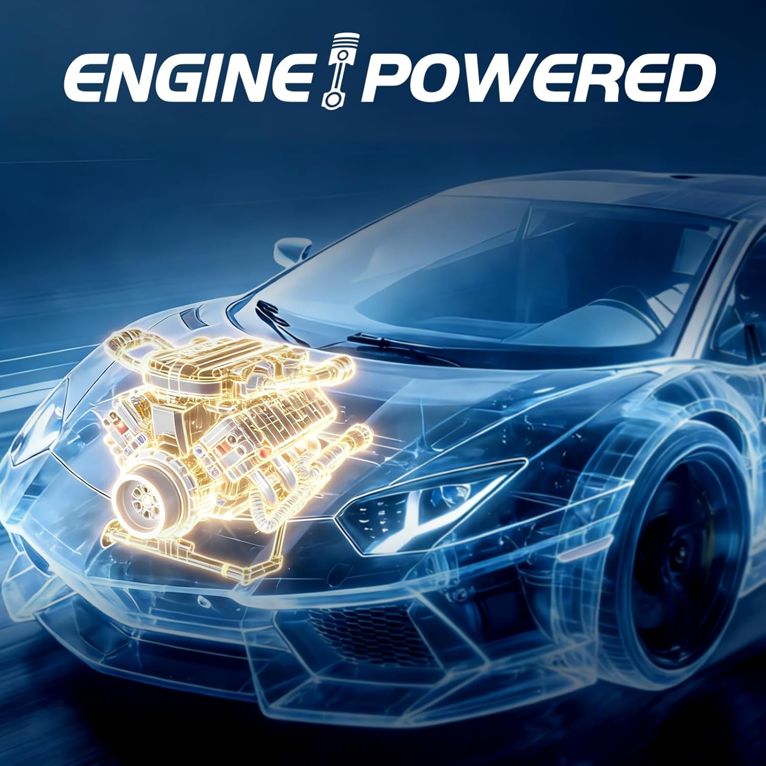 V8 Engine Model Kit that Works with LED Light & APP Control, 8-Cylinder Visible Engine Building Blocks Set, Build Your Own STEM Engineering Kit that Runs, Collection Set for Adults & Kids (715 PCS)