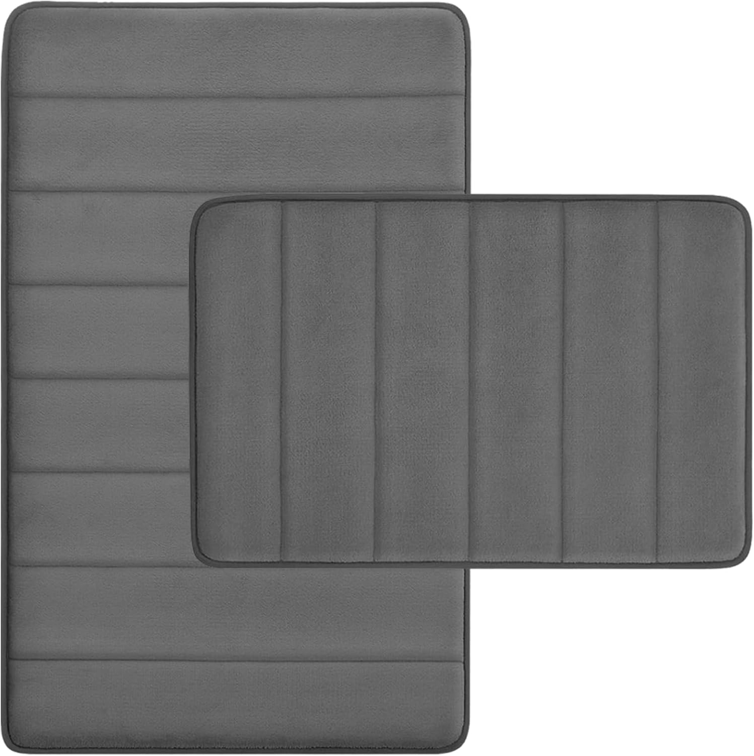 RUN HELIX Bathroom Rugs Set 2 Piece Memory Foam Bath Non-Slip Bath Mat,Washable Room Mats,Absorbent Shaggy Rugs Super Soft Kitchen Mats, Batroom Carpets for Bathroom,Tub,Shower Home Decor（Grey）