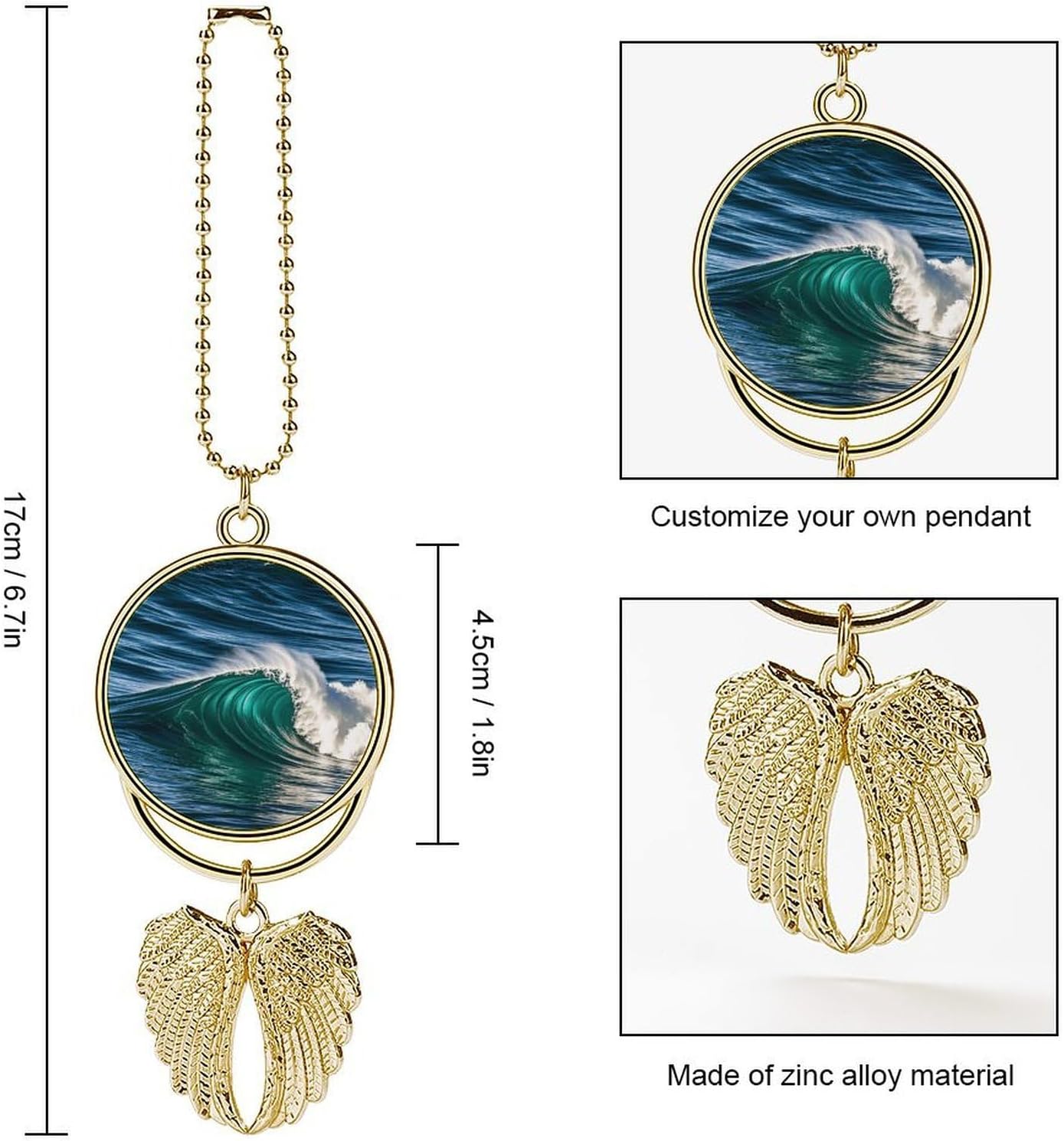 Hawaiian Tropical Waves Guardian Angel Car Charm for Rear View Mirror image 2