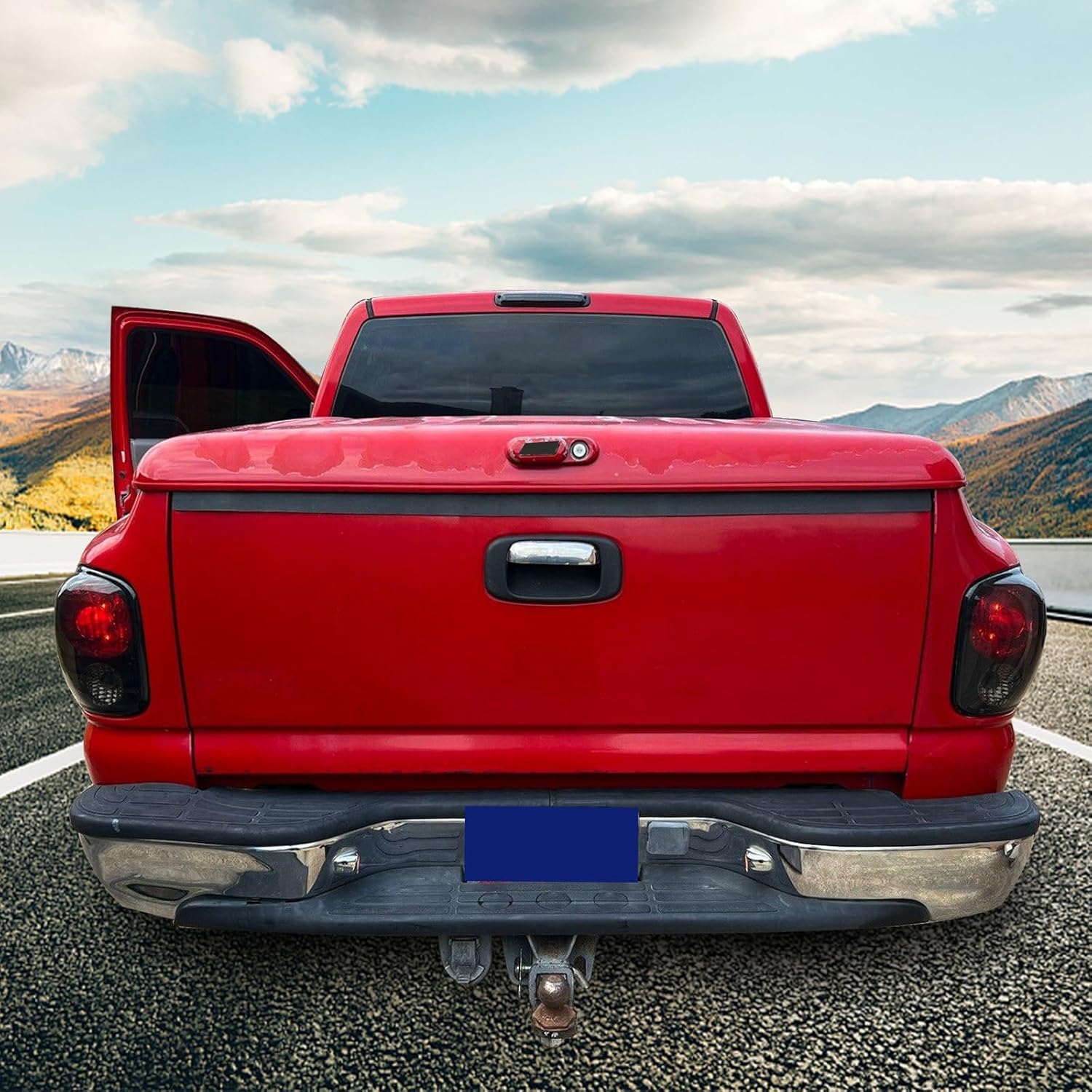 HECASA Tail Light Pair Compatible with 1999-2004 Chevy Silverado GMC Sierra Stepside Brake Lamps Black Housing Smoke Lens (w/o Bulbs)