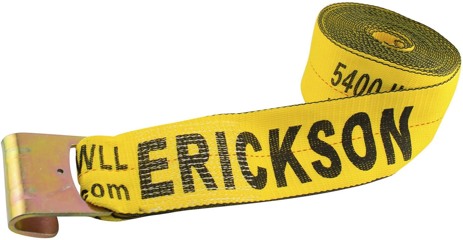 Erickson 58800 Yellow 4" x 30' Winch Strap with Flat Hook