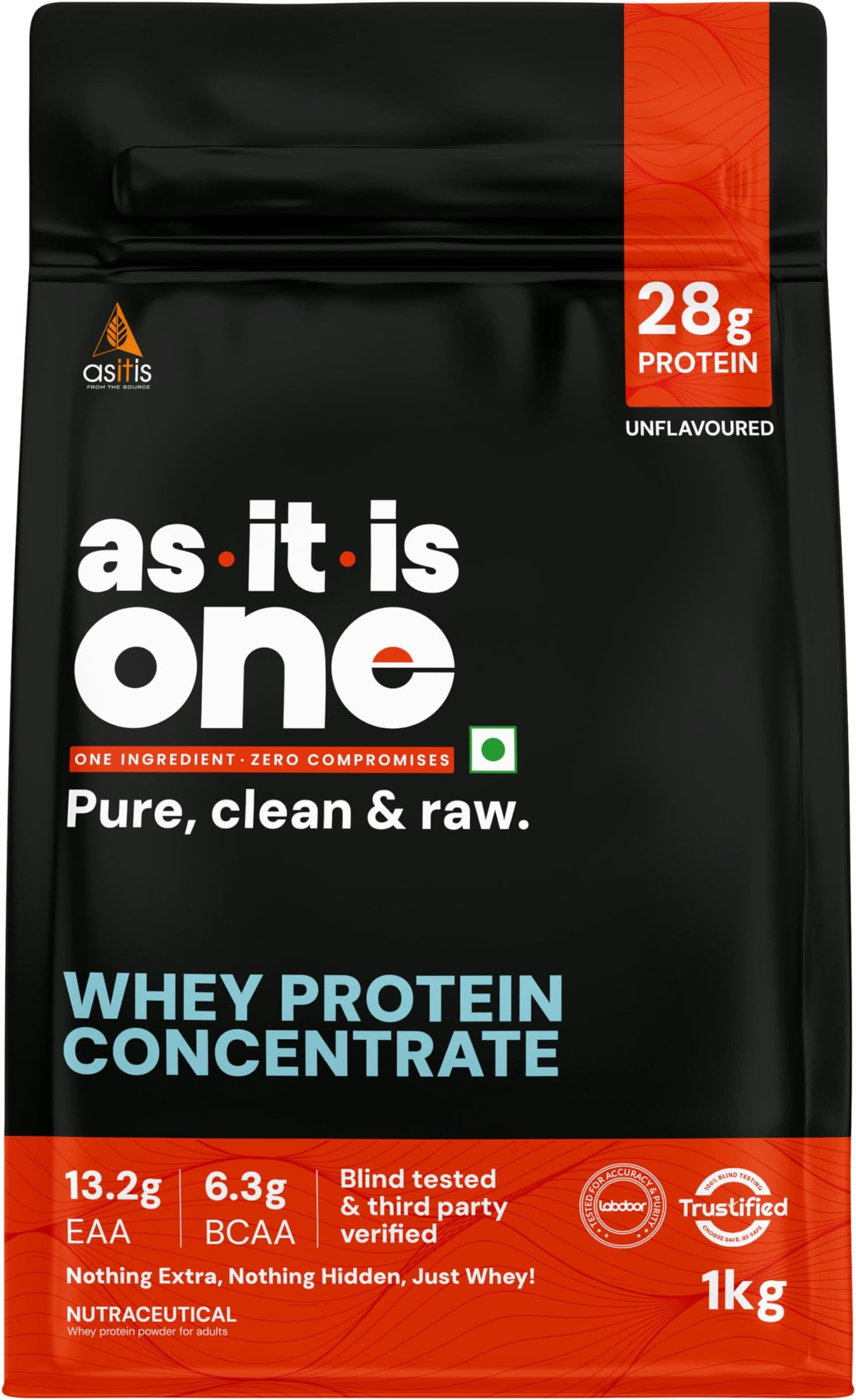 Whey Protein Concentrate 80% Protein with Zero Amino Spiked Promotes Muscle Growth & Enhance Training Quality USA Labdoor Certified for Accuracy & Purity Unflavored, 1000 grams