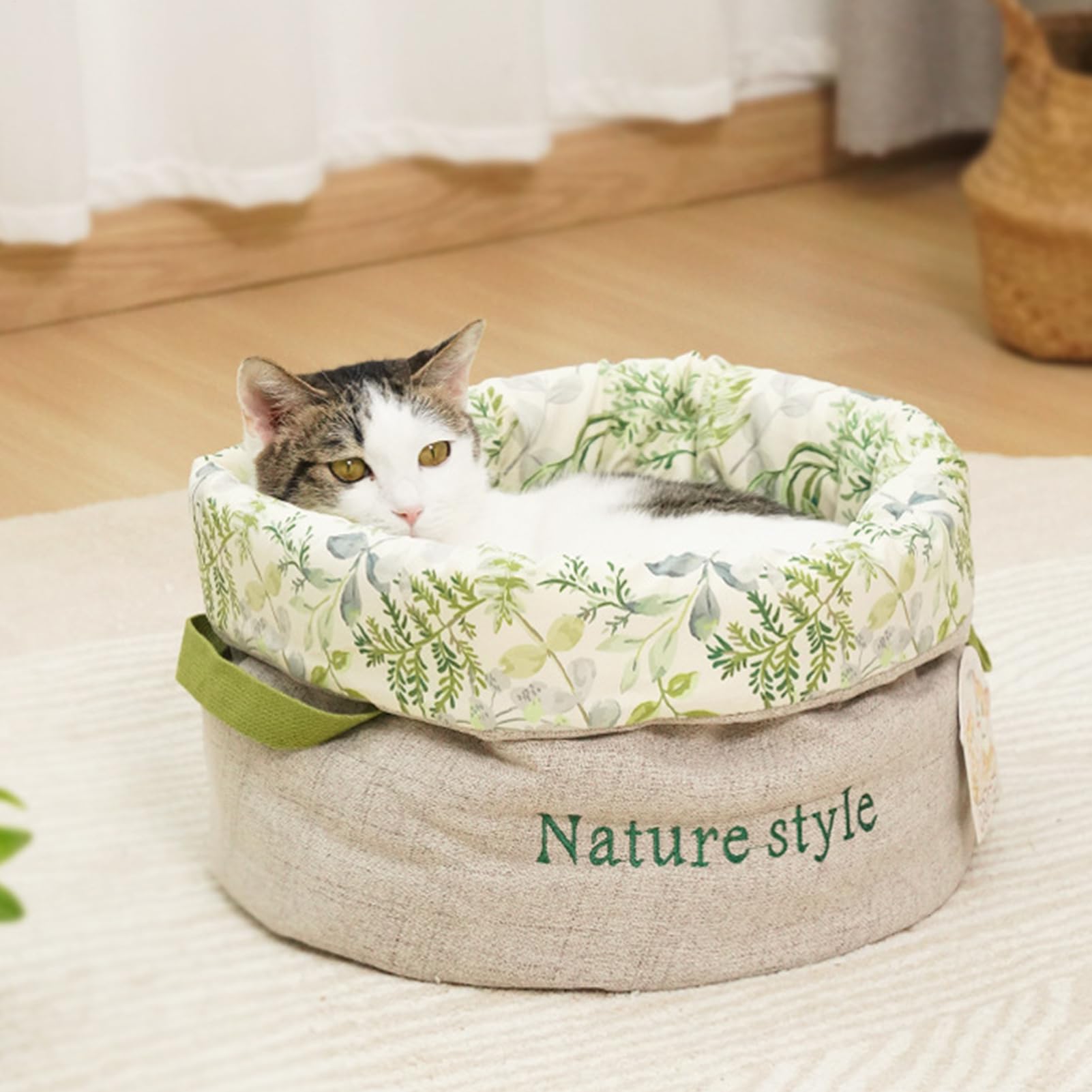 Katzenbett | Zubehör für Haustiere, waschbar, mit Griffen, Winternest für Katzen, kleines Hundebett, für kleine Hunde, Winter, Innenraum, Wohnung, Außenbereich