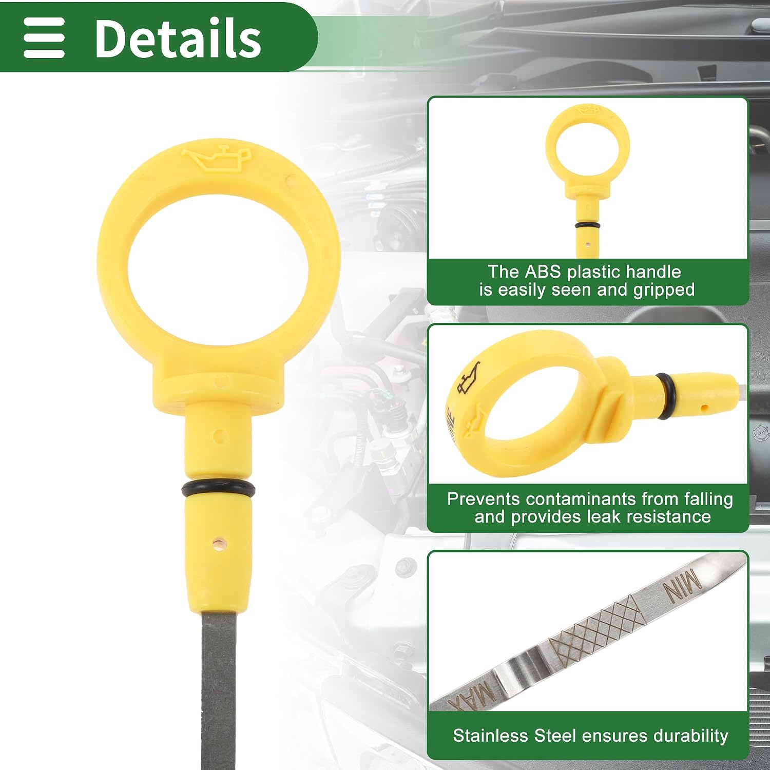 Motoforti Engine Oil Dipstick Oil Level Dip Stick Double Hole Indicator for Chrysler Pacifica 6 Cyl 3.8L 2005 Plastic No.4694325AC Yellow
