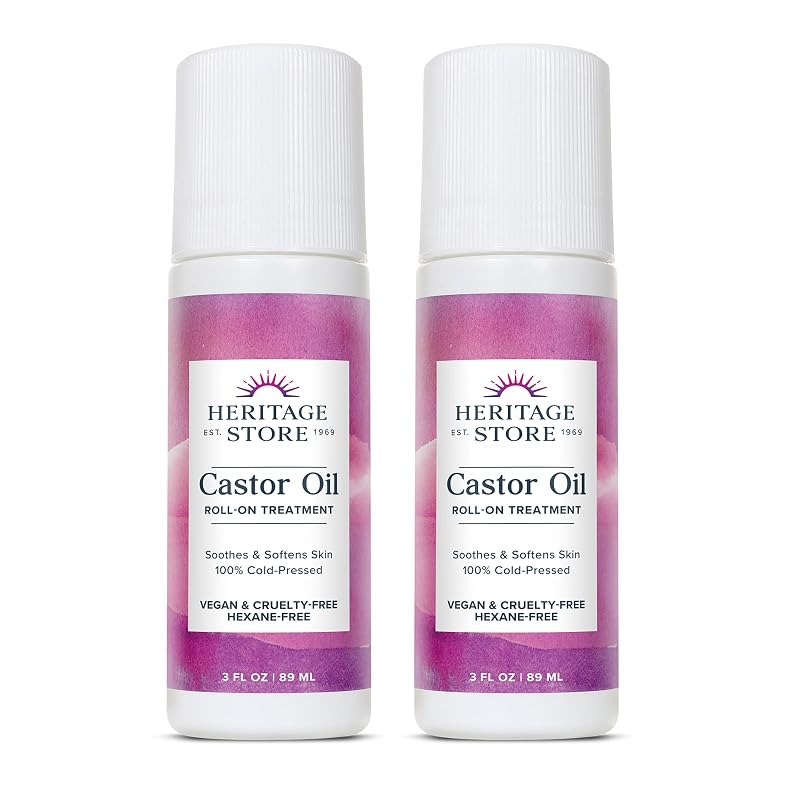 HERITAGE Castor Oil Roll-On, Pacote com 2 de 90 mL