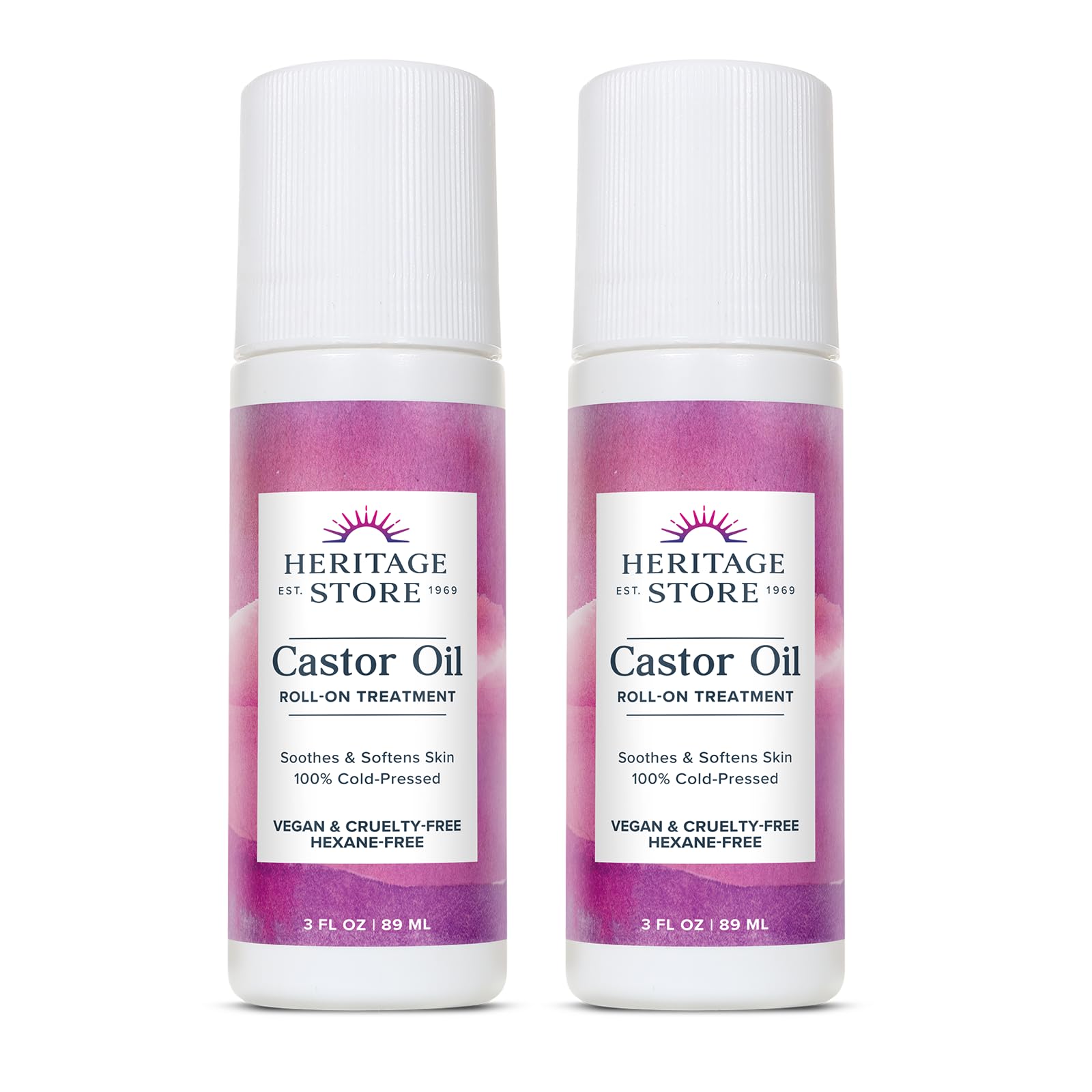 HERITAGE STORE Castor Oil Roll On Hair Treatment - Targeted Hydration for Skin Care, Hair Care, Quick and Easy Castor Oil Pack Wrap - Vegan, Hexane