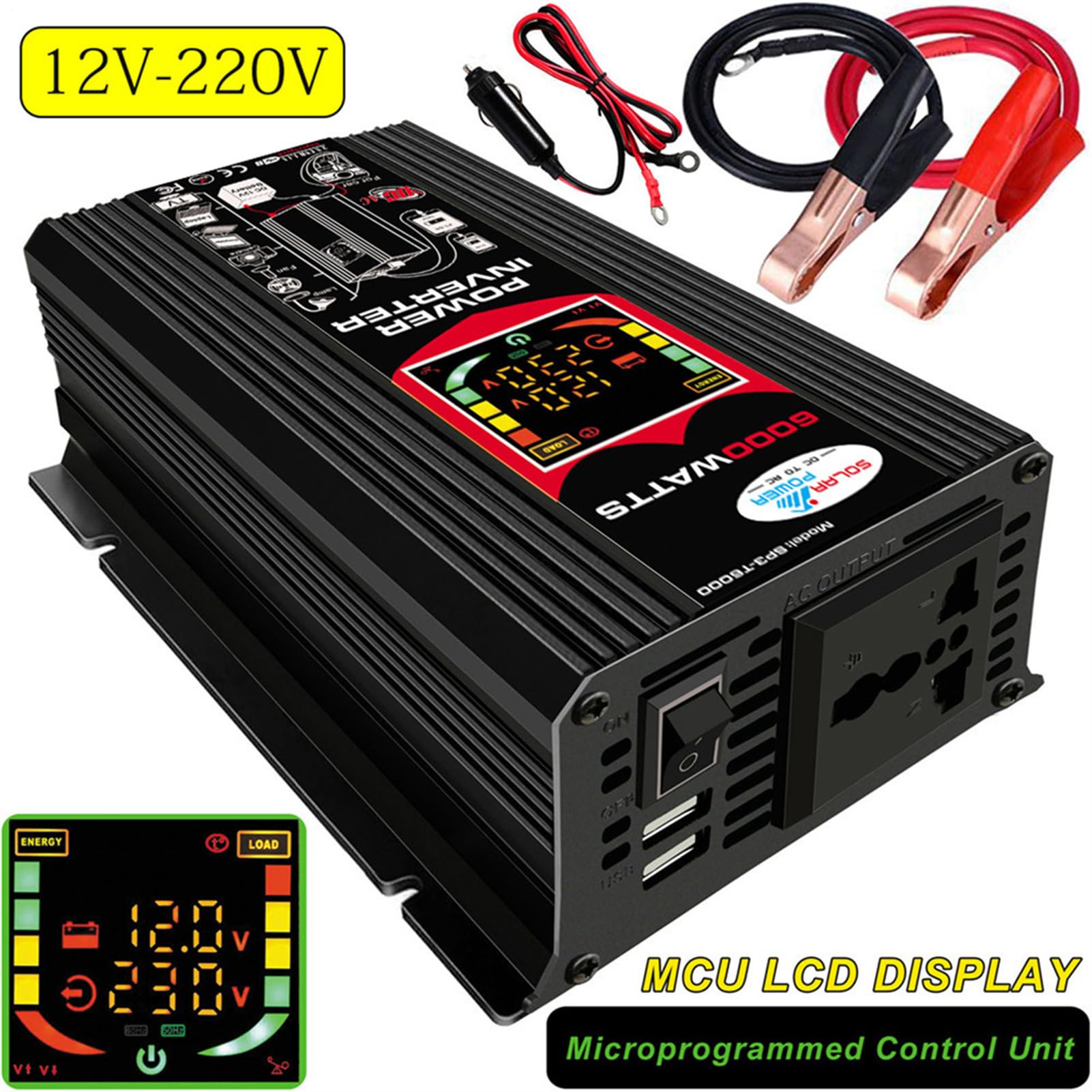 Kit Completo Di Energia Solare - Pannello Solare Da 12 V A 220 V/110 V | Kit Di Pannello Solare | Kit Solare Per Fuori Rete | Pannello Solare Con Batteria Kit Inverter Solare | Kit Solare