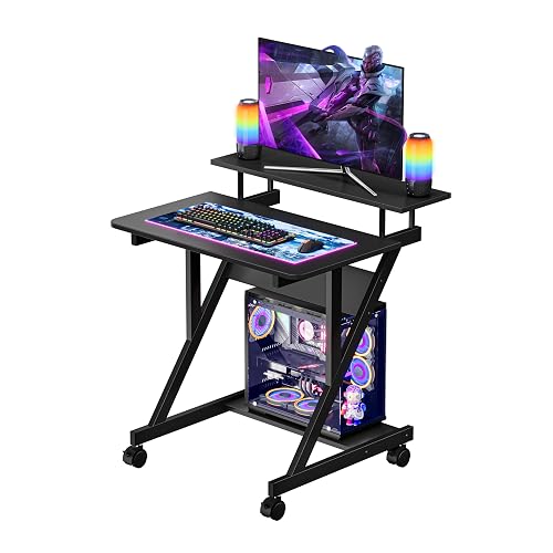 Dripex 27.5-Inch Compact Computer Desk with Storage Shelves