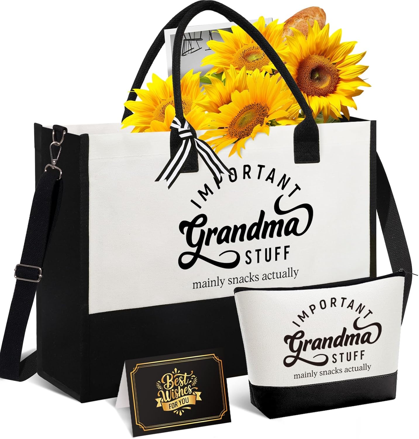 Mother's Day Gifts for Grandma, Best Grandma Gifts for Grandma from Granddaughter Grandchildren Grandkids, Unique Grandma Gift for Nana, Grammy, New Grandma w/Tote Bag Makeup Bag