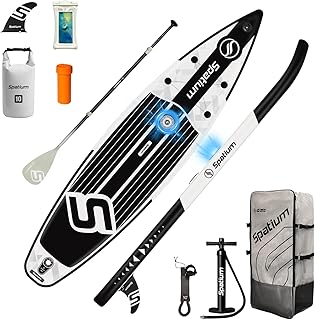 Spatium Sup Paddle Board Aufblasbare Stand Up Paddle Boards mit Premium Sup Zubehör einschließlich Rucksack, Flossen, Leine, Paddel, Pumpe Aufblasbares Paddleboard für Erwachsene