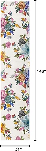 Miniatura 2 de Unique Loom Blossom Collection - Alfombra Laura (2 pies 7 pulgadas x 12 pies 2 pulgadas, color marfilnegro)