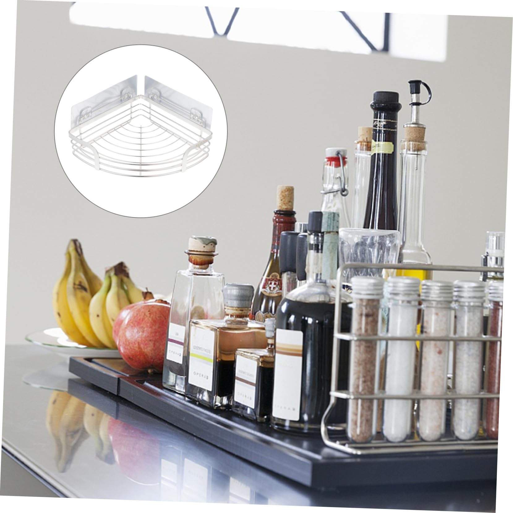 TOYANDONA Mensole per Doccia Angolari in Acciaio Inox Organizer da Parete Cava Mensole per Bagno con Ganci Adesivi per Doccia Bagno e Cucina