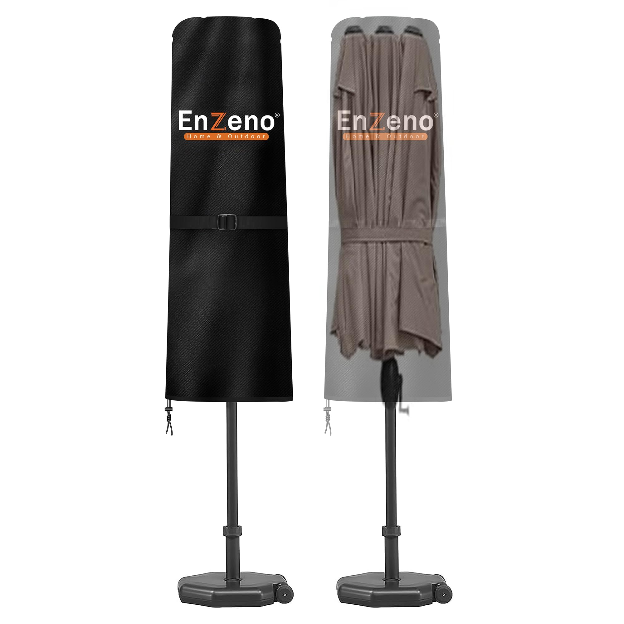 Enzeno Double Parasol Protective Cover, Cover for Parasol 165 x 50/62 cm, Extra Wide Cover for XXL Umbrellas, Parasol Cover with Windproof Buckle