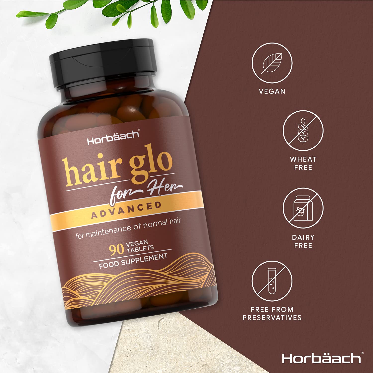 Hair Glo for Her Advanced 90 Vegan Tablets with Biotin, Copper
