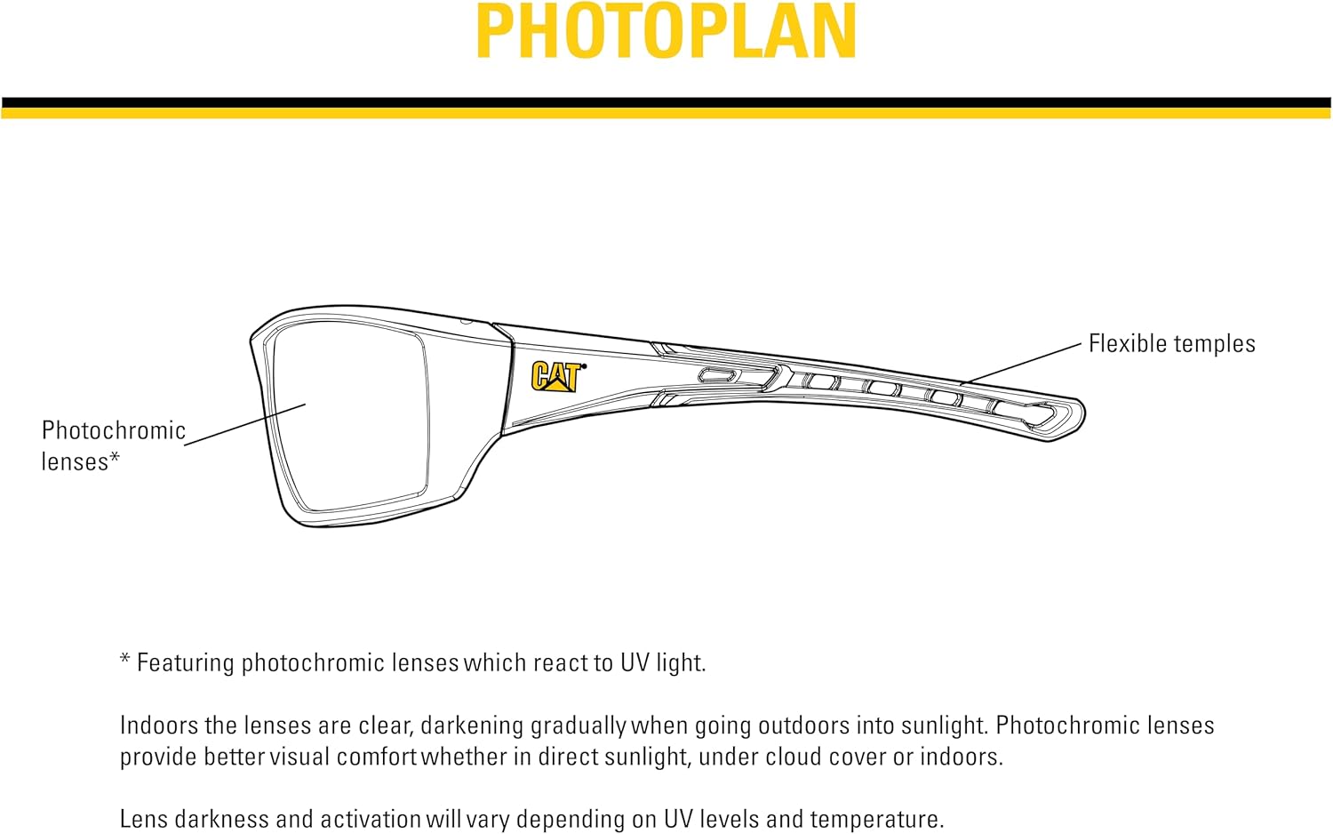 CAT Photoplan Photochromic Safety Glasses, ANSI Z87.1, UV Protection, Anti Fog Universal Fit for Men & Women - Image 6