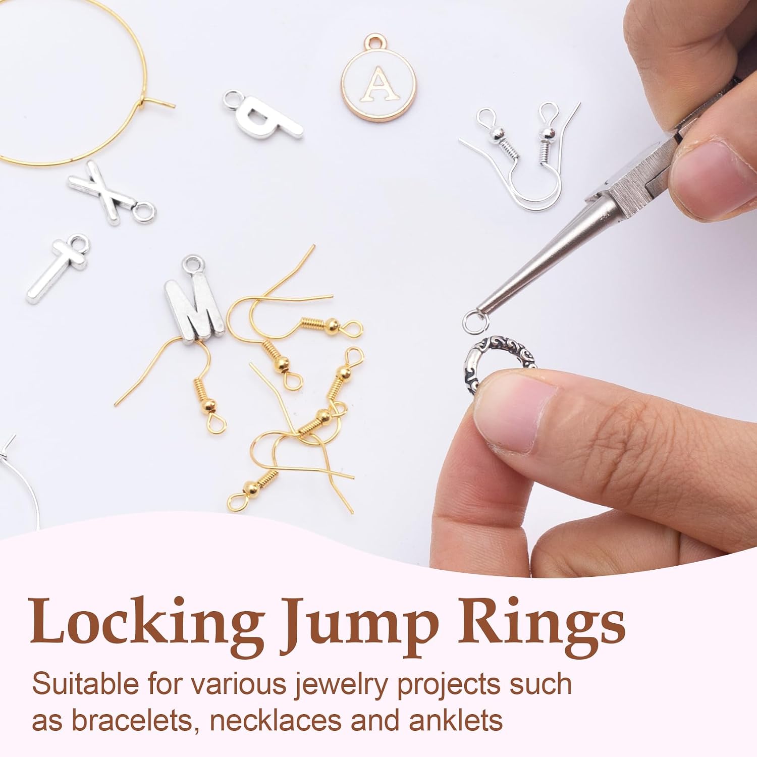 Pndeyo 925 Sterling Silver Round Jewelry Clasp, Hypoallergenic Necklace Enhancer Shortener with Carving Patterns, 0.5in Spring Rings Clasp Connector Clips for Bracelets Jewelry Making- Black