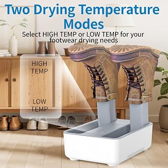 LAVIEAIR Boot Dryer and Deodorizer for Work Boots, Sneakers and Gloves, Portable Shoe Dryer with Retractable Hoses, Timer, and Heat Control