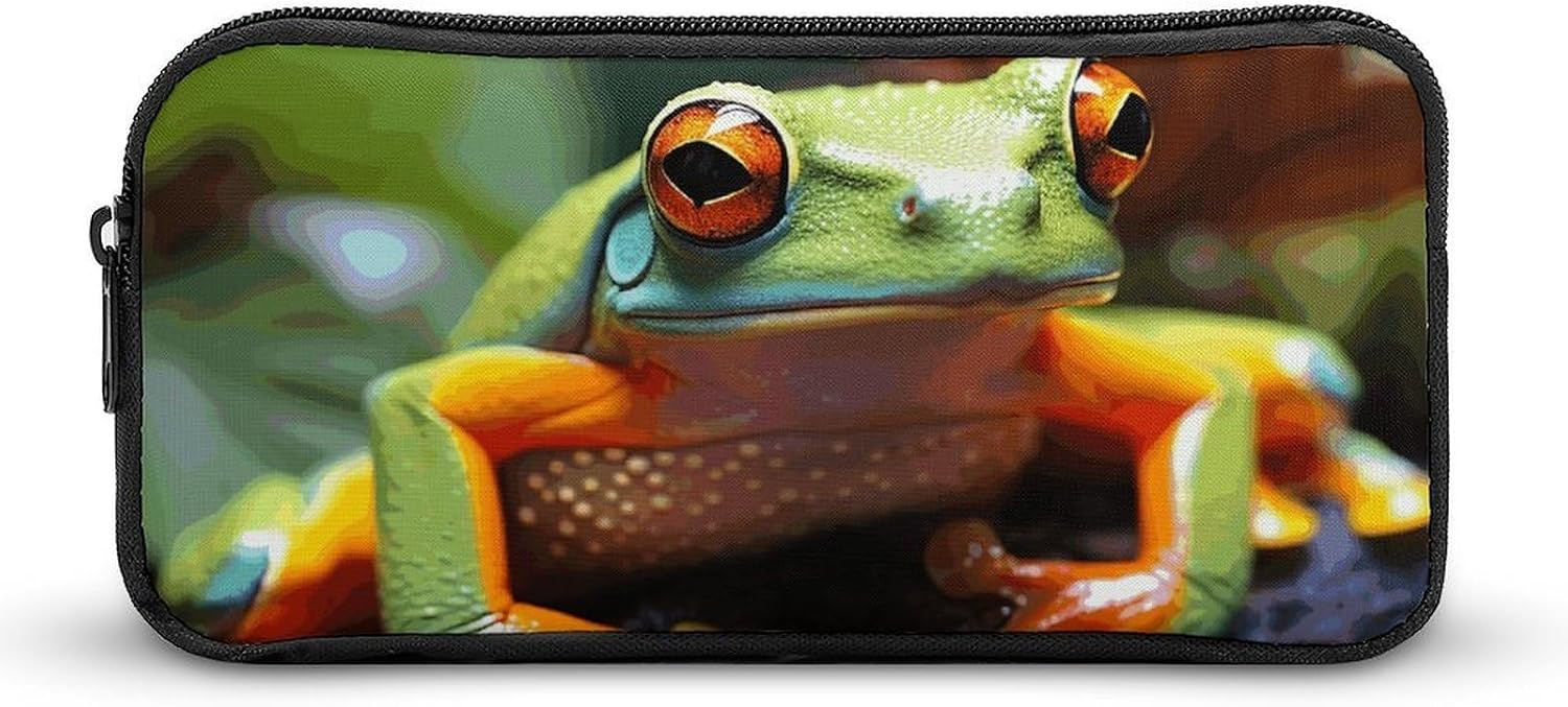 Lovely Tree Frogs Pencil Case Large Pencil Bag with Zipper