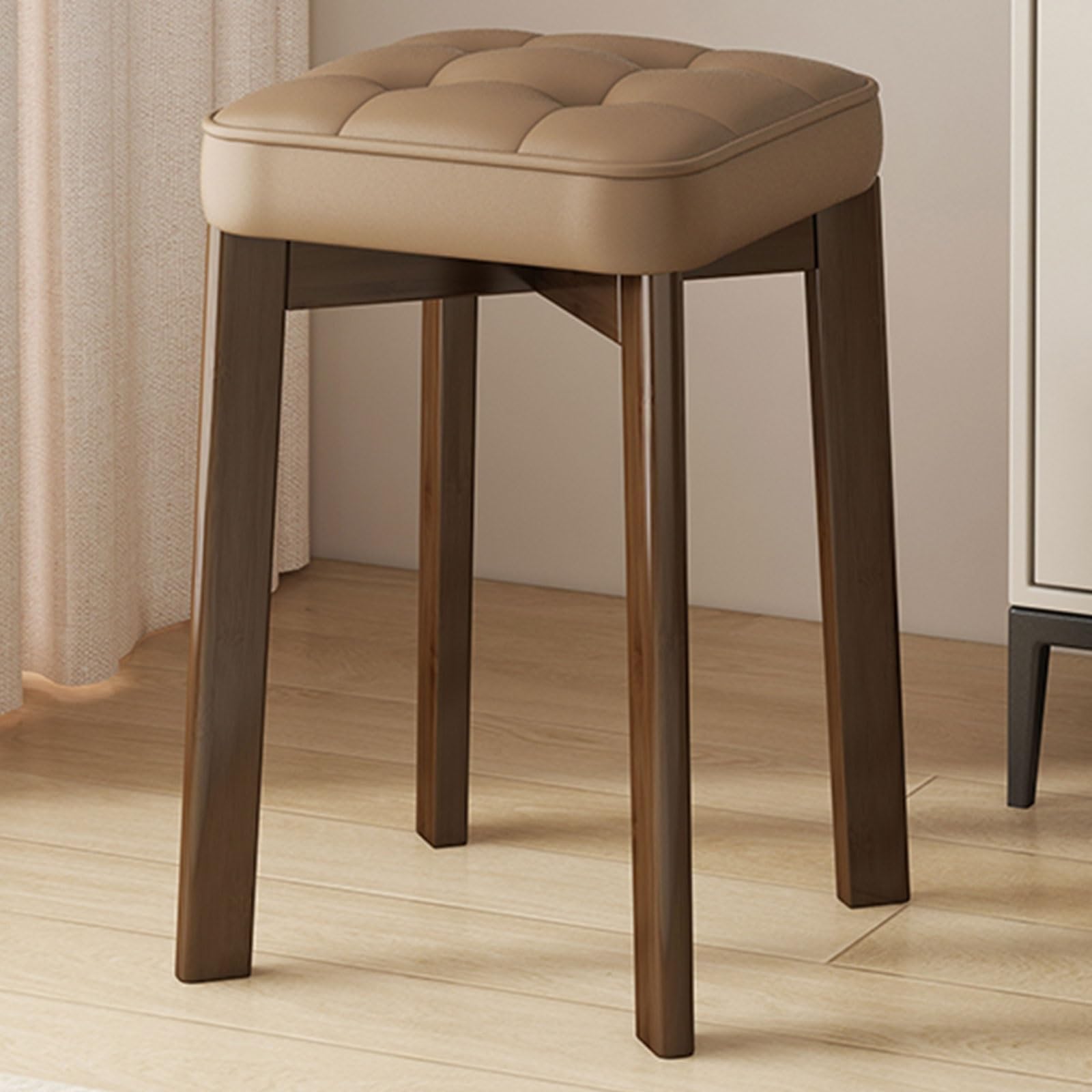Sgabello Vani da 46 cm, in legno naturale, per toelettatura e toelettatura (gambe in noce)