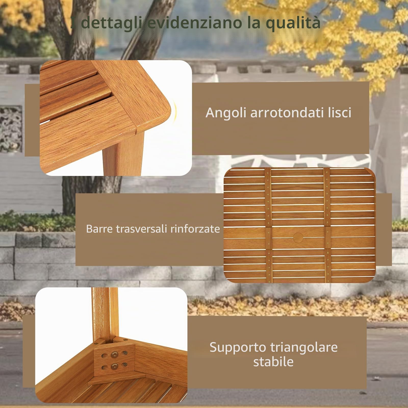 GIANTEX Tavolo da pranzo da giardino con foro per ombrellone, Ø 5 cm, tavolo da esterno rettangolare in legno di acacia per 6 persone, per terrazza, patio, 170 x 90 x 75,5 cm