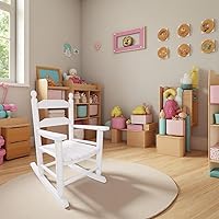 Vista 6 de Mecedora de madera para niños pequeños, cómoda mecedora reclinable para edades de 3 a 6 años, silla de bebé para interiores y exteriores, sala