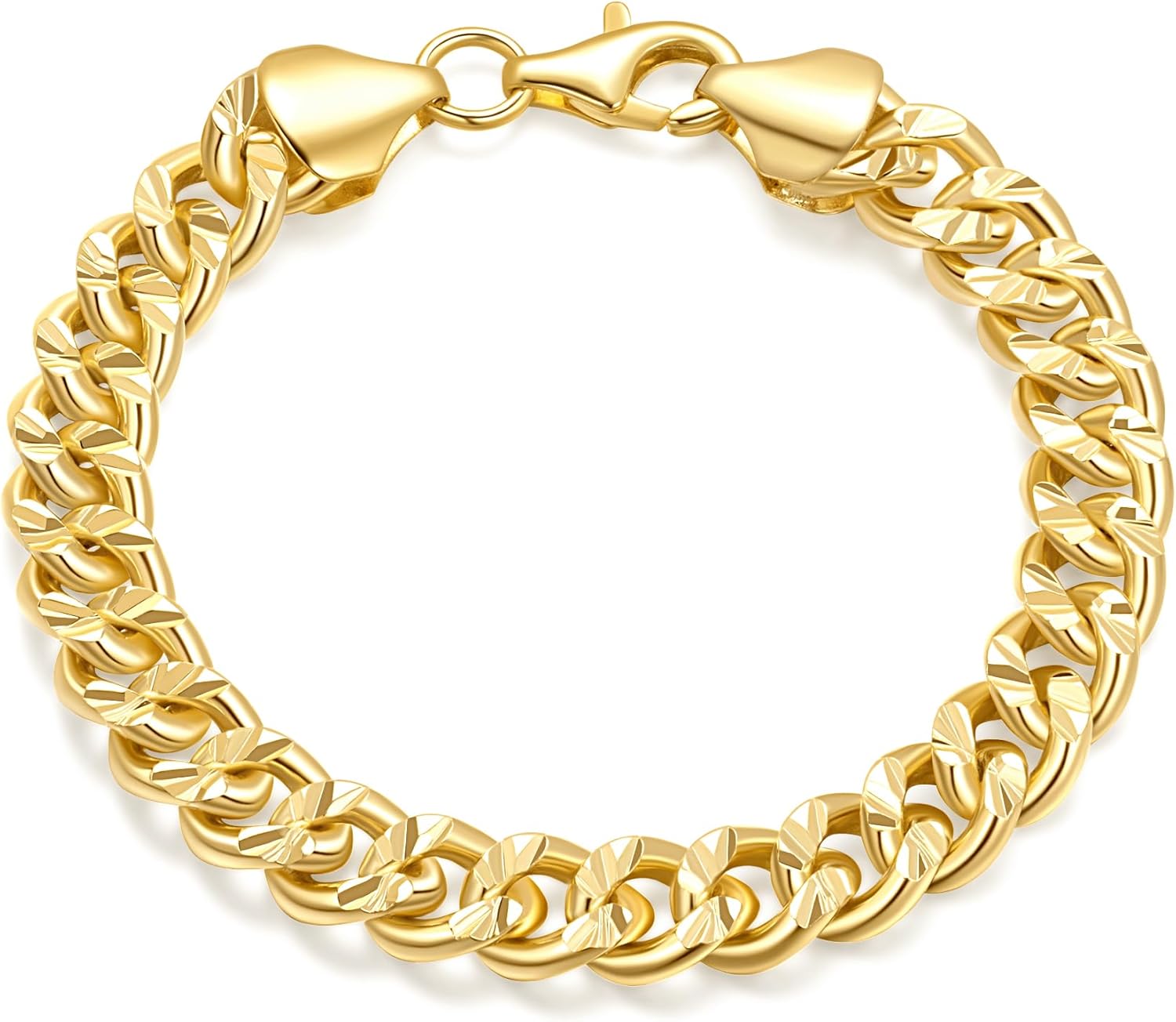 Gold Bracelets for Women Cuban Link Bracelets for Men & Women Sturdy 14K Gold Chain Bracelet Stack Men’s Bracelet Jewelry 6.5-9 Inches