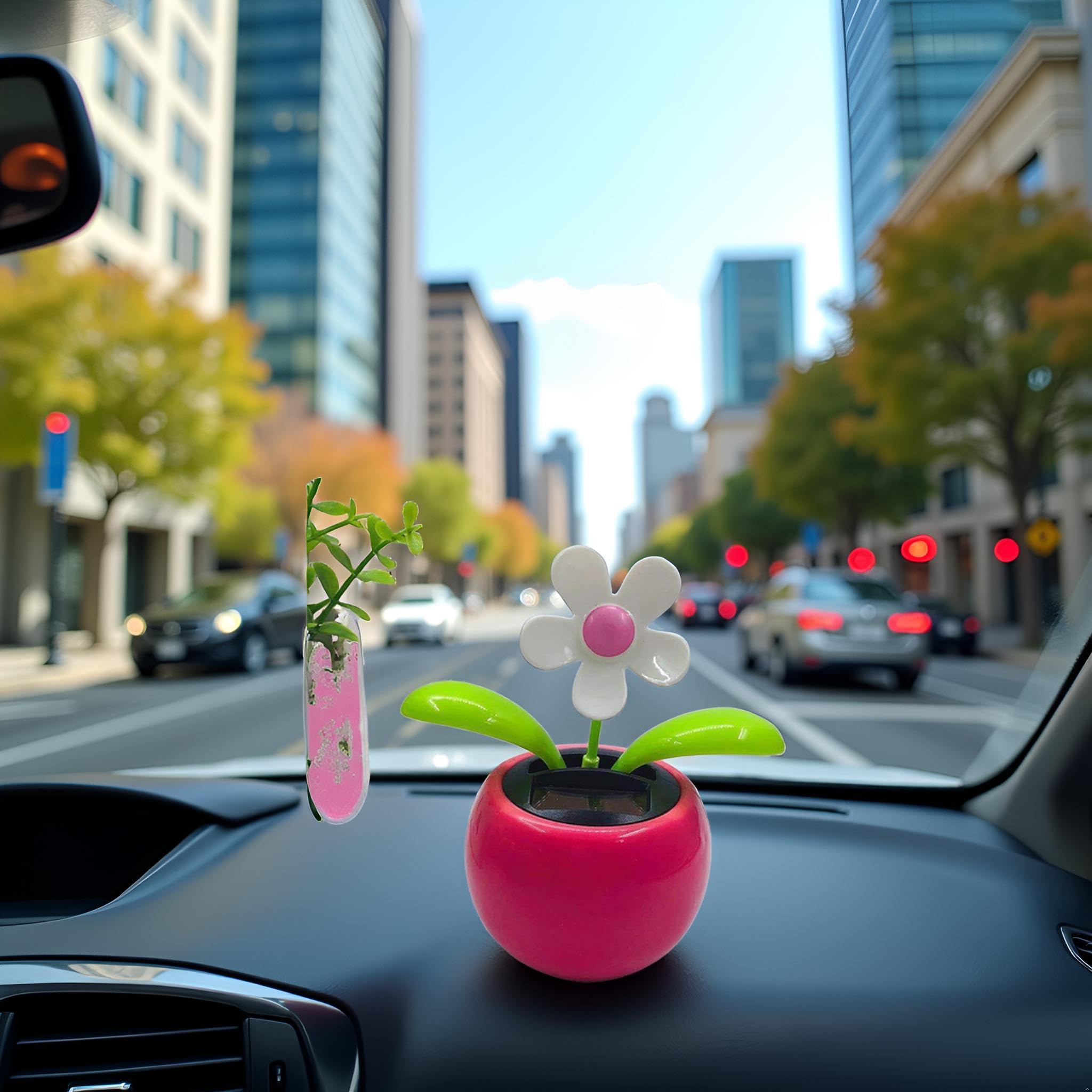 Décoration de tableau de bord de voiture solaire rose – Pot de fleurs dansant amusant à énergie solaire pour voiture Décoration de tableau de bord de voiture solaire rose – Pot de fleurs dansant amusant à énergie solaire pour voiture