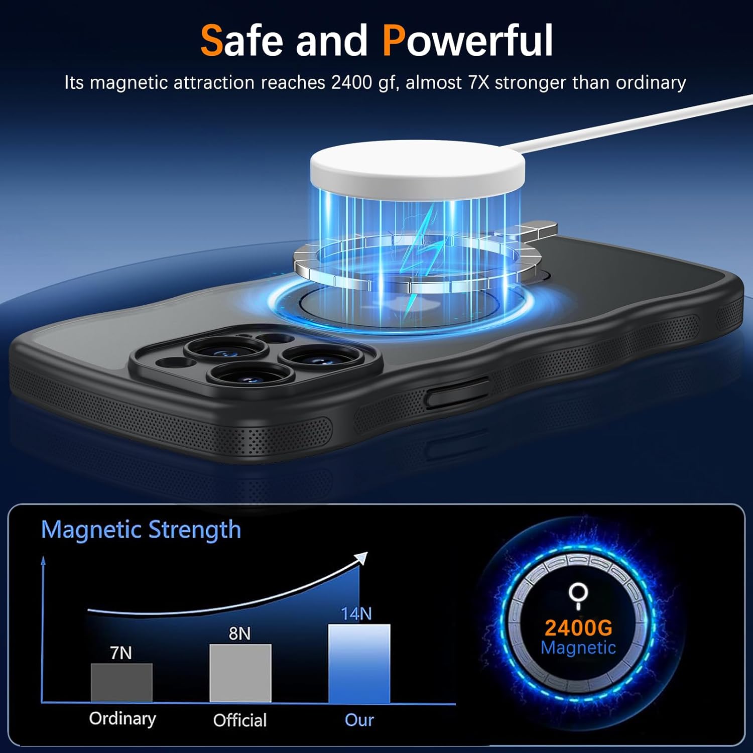 BENTOBEN Magnetic for iPhone 14 Pro Max Case with Invisible Stand [Compatible with Magsafe] Cute Curly Wavy Matte Phone Case iPhone 14 Pro Max Slim Fit Ring Kickstand Shockproof Women Men Cover, Black - Image 3